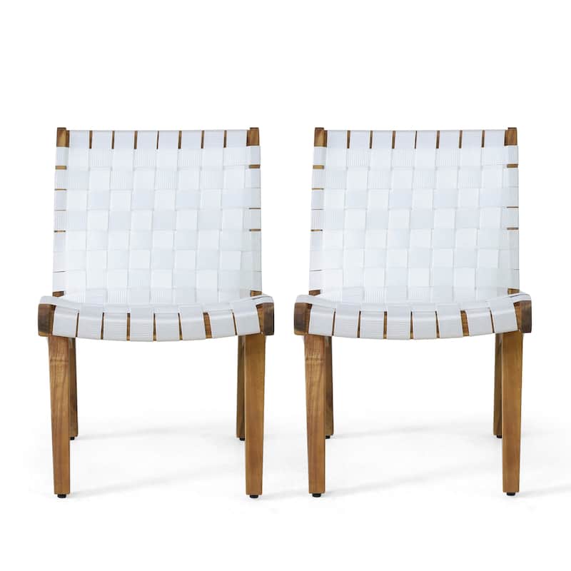 Roomfitters Modern Woven Strap Lounge Chair, Accent Armless Chair for Living Room or Patio