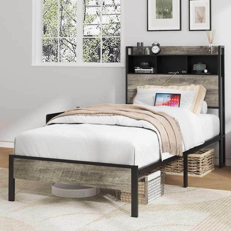 Platform Bed with 2 USB Ports