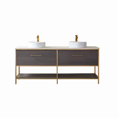Murcia 72" Double Vanity in Suleiman Oak with Stone Countertop