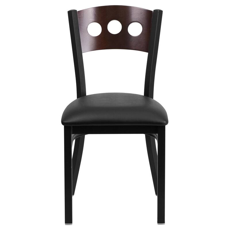 Black Decorative 3 Circle Back Metal Restaurant Chair - 17"W x 21"D x 32"H