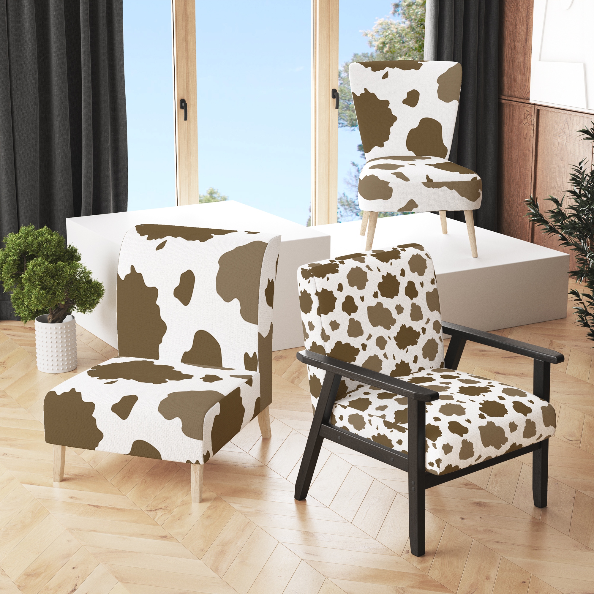 Cowhide deals print chair