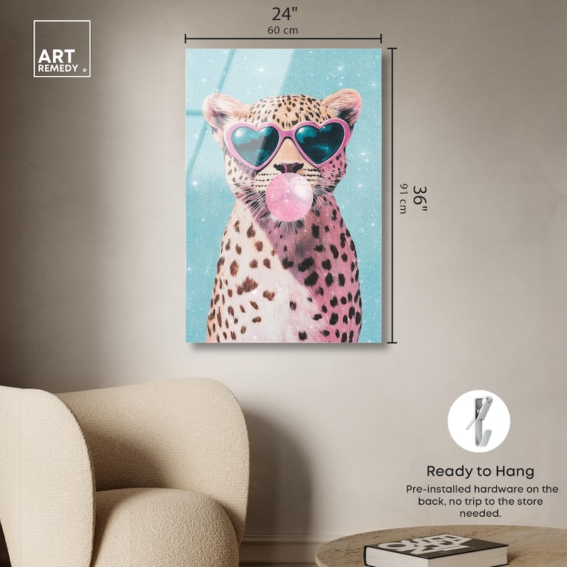 Pastel Cheetah Bubblegum Acrylic by Art Remedy, Ready to Hang