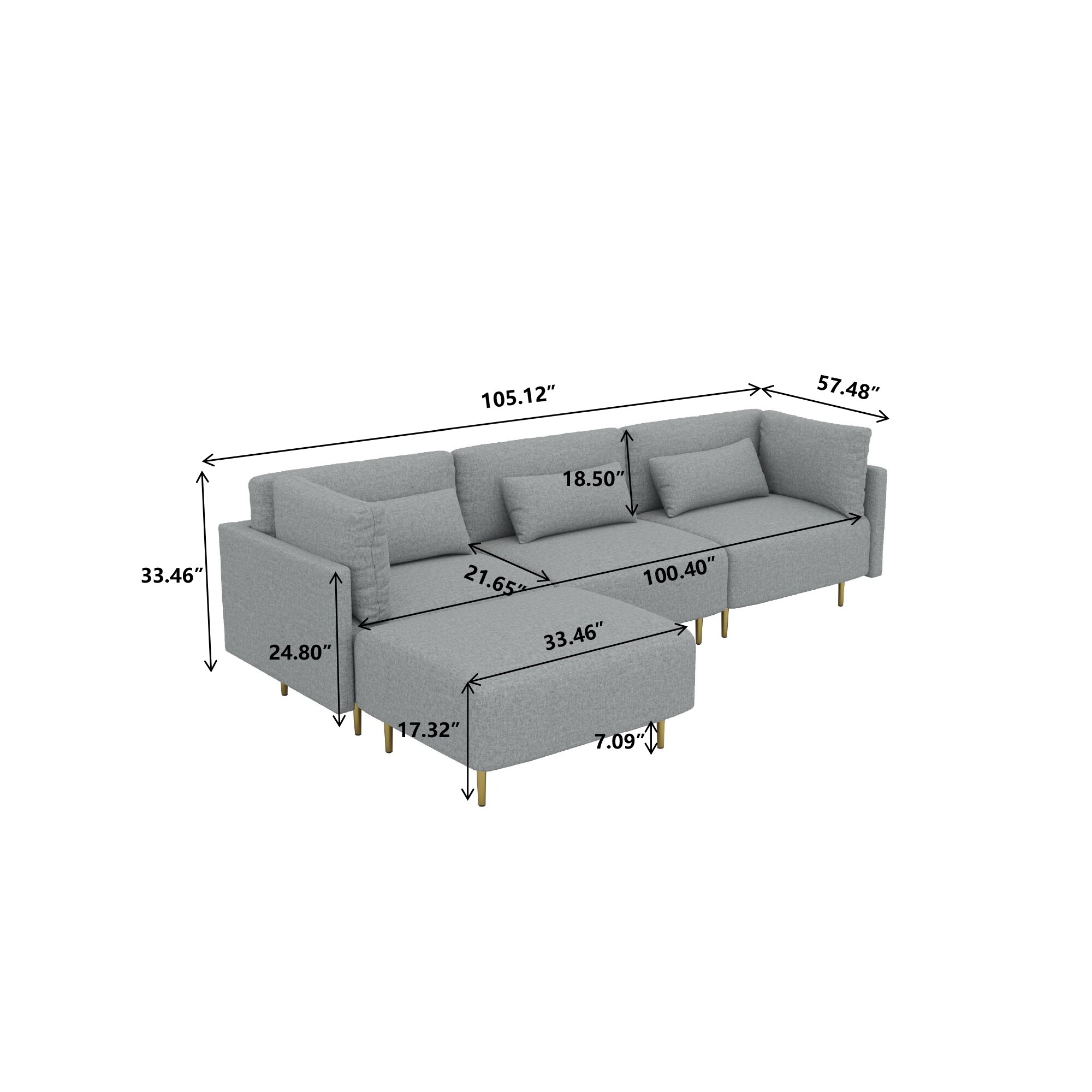 Modern 4 Pieces Cube Modular Sectional Sofa Sets - On Sale 
