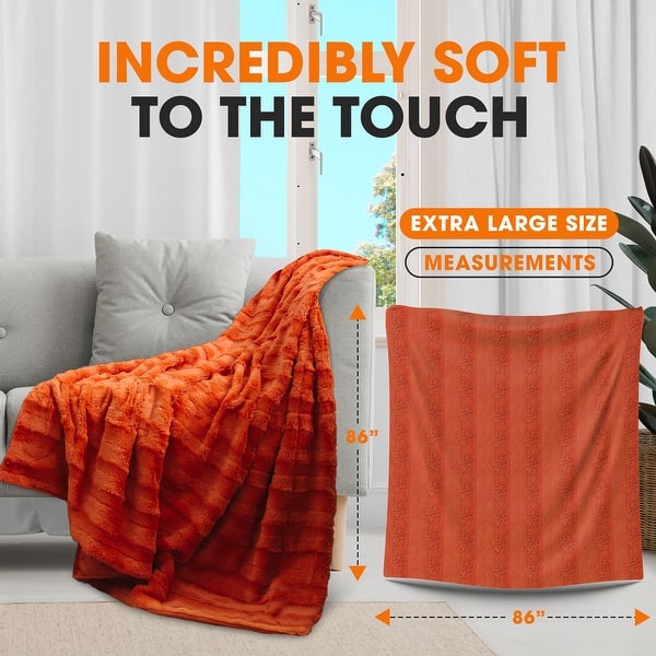 dimension image slide 20 of 31, Cheer Collection Faux Fur/ Microplush Reversible Throw Blanket