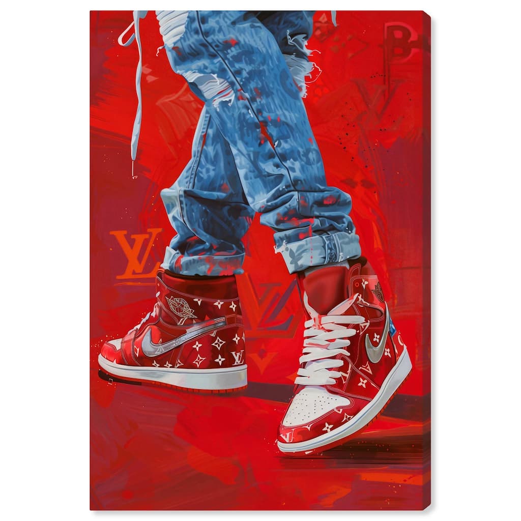 Bold Red Glam Sneakers Canvas by Art Remedy, Gallery Wrapped