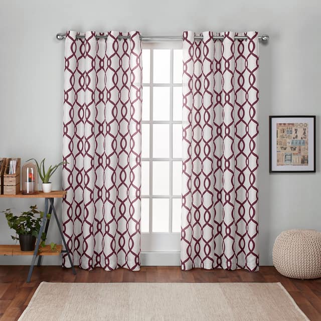 Exclusive Home Kochi Light Filtering Linen Blend Grommet Top Curtain Panel Pair - 54" w x 96" l - Burgundy