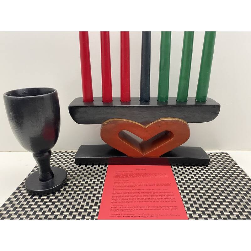 Handcrafted Kwanzaa Heart Celebration Set (Ghana)