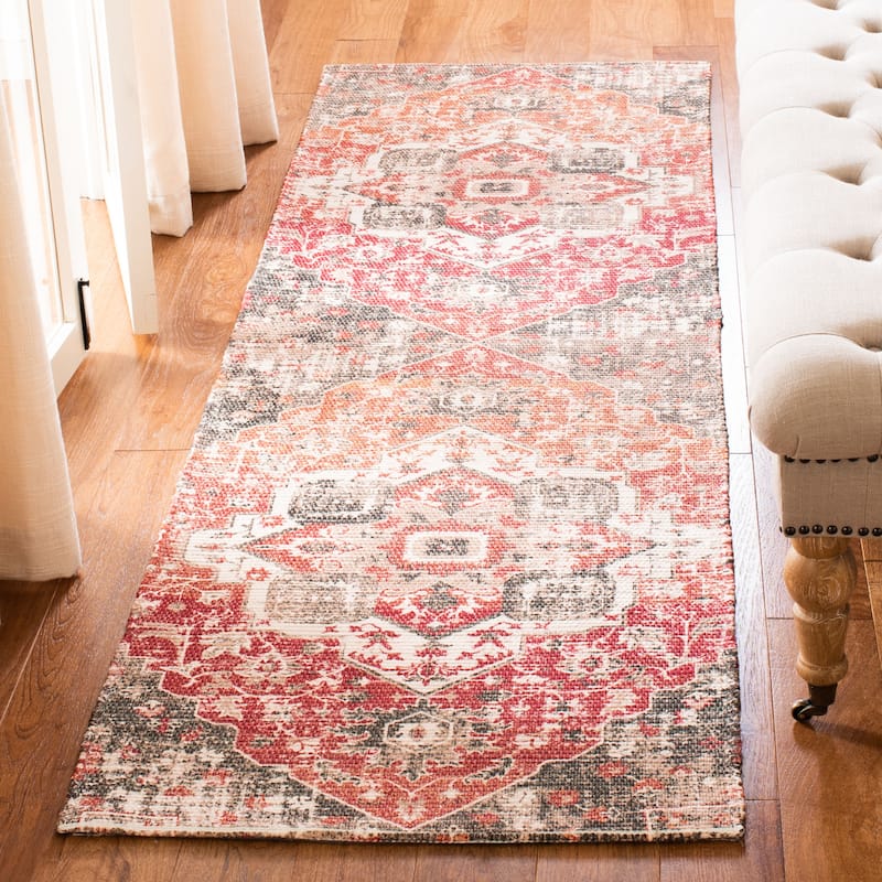 SAFAVIEH Handmade Saffron Ivonne Traditional Tribal Beige/Red Cotton Rug