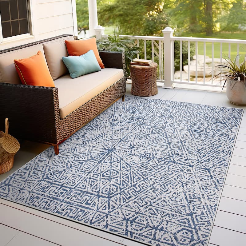 World Rug Gallery Contemporary Geometric Indoor/Outdoor Area Rug