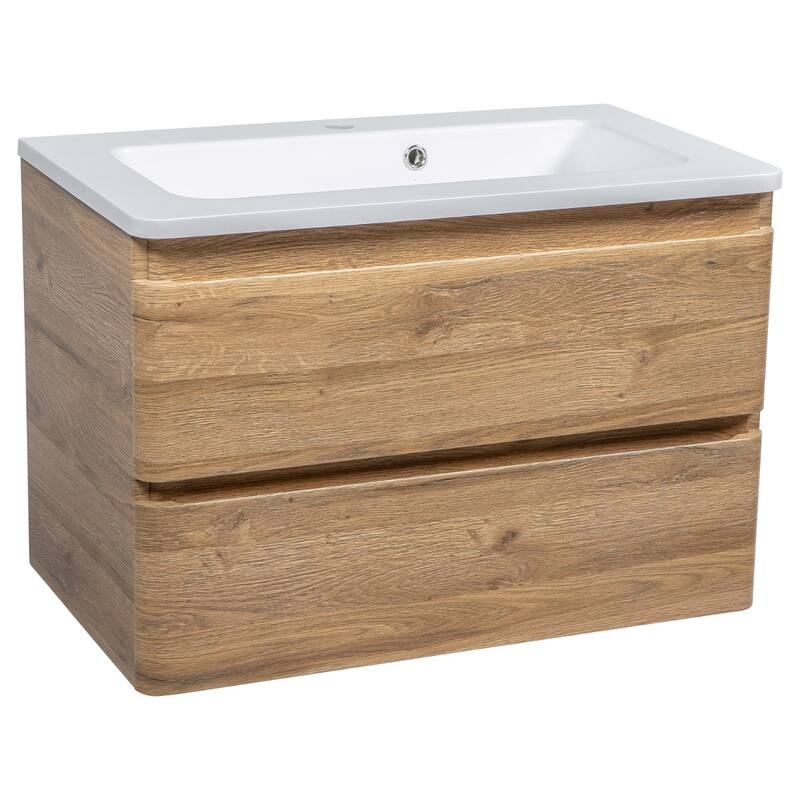 Wall-Mounted Bathroom Vanity with Washbasin Comfort Collection No Mirror - 40" - Teak Natural
