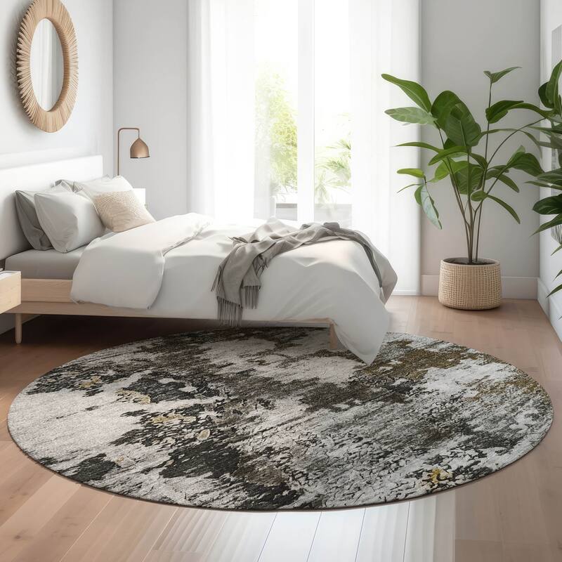 Premium Washable Super Soft Abstract Echo Mayfield Rug - Taupe - 8' x 8' - Round