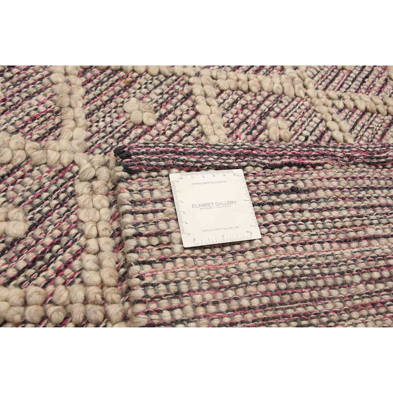 ECARPETGALLERY Braid weave Sienna Khaki Wool Rug - 4'10 x 8'2