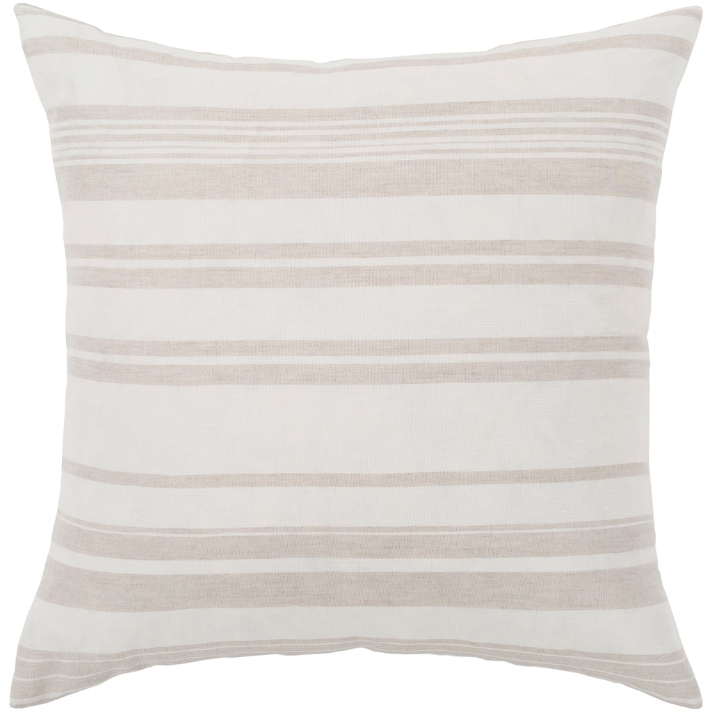 Livabliss Lawson Ivory & Beige Striped Feather Down Throw Pillow (20" x 20")