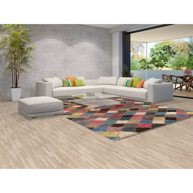 Checkered Geometric Moroccan Oriental Area Rug Handmade Wool Carpet - 9'1" x 12'8"