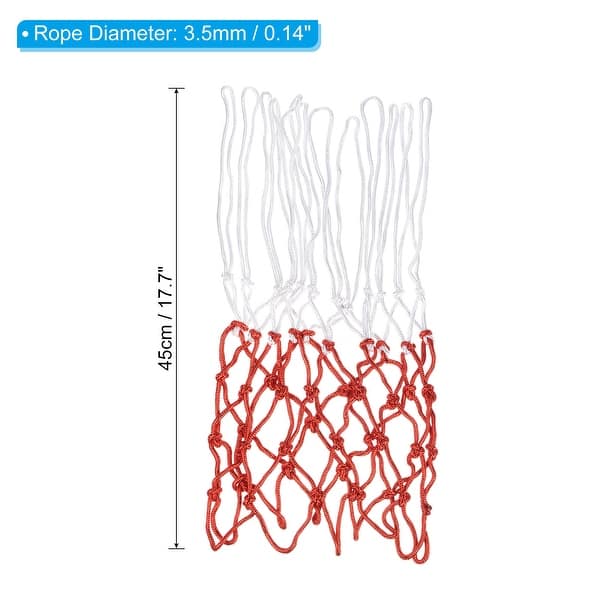 dimension image slide 1 of 2, 4Pcs 17.7" Polyester Basketball Hoop Net Replacement, White Red