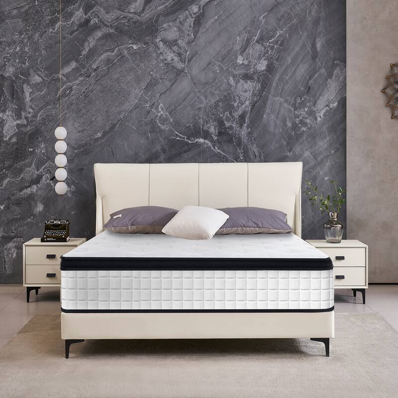 GDFStudio - Mireille 12 Inch Memory Foam Euro-Top Mattress with Reinforced Pocket Springs