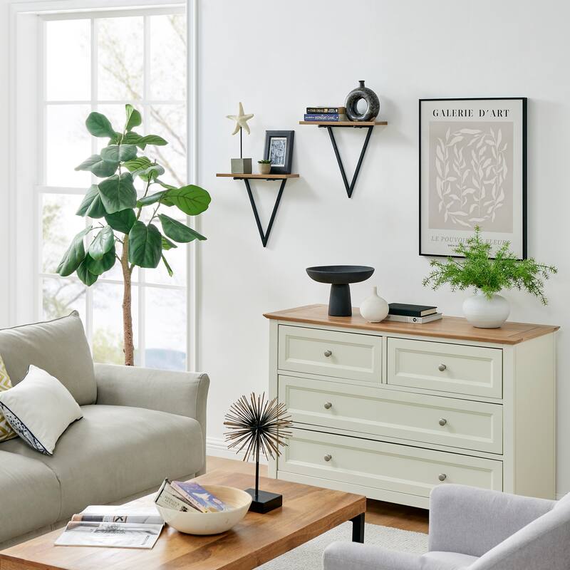 Danya B. Contemporary Decorative Triangle Accent Wall Shelf Set of 2 - Reversible Configuration
