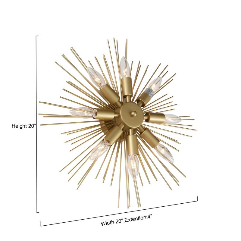 Steel Flush Mounted Star Sconce, Black or Gold Sci-fi Futuristic Wall Light