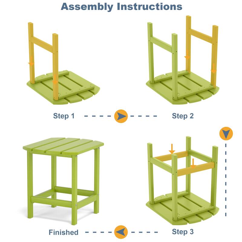 Adirondack Outdoor Side Table, Weather Resistant HDPE Plastic End Tables