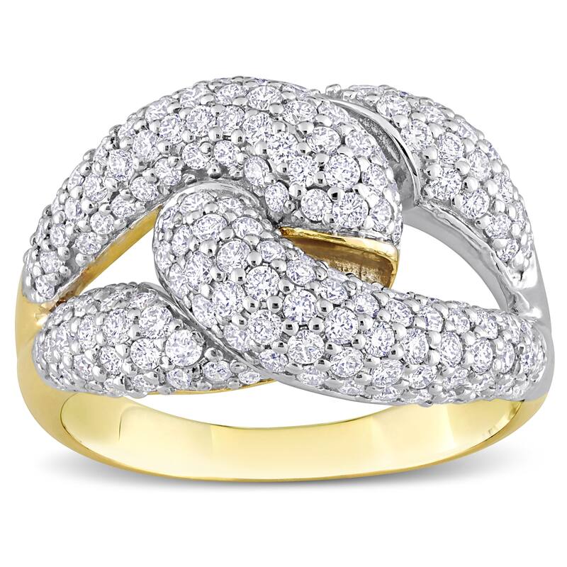 Miadora 1-3/8ct TDW Diamond Knot Design Cluster Ring in 14k White and Yellow Gold
