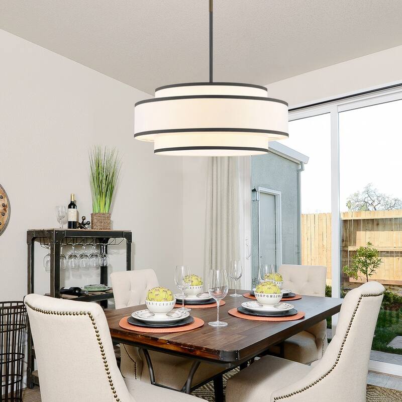 GetLedel 4-Light Double Shaded Drum Chandelier