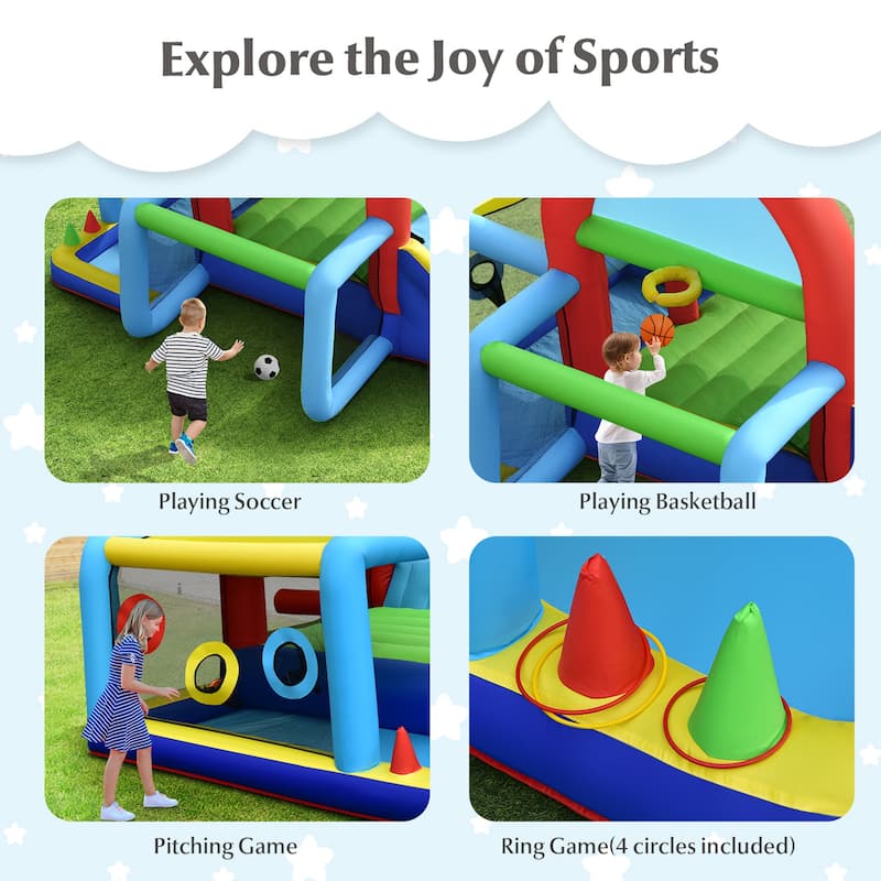 Gymax Kids Inflatable Bounce House Bouncer Castle w/ Double Slides