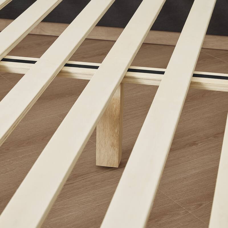 Spruce & Spring Modern Bouclé Upholstered Wingback Bed with Solid Wood Base