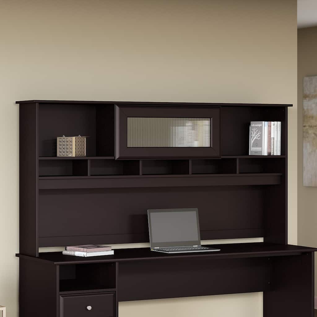 Bush Furniture Cabot Hutch for 72W Computer Desk in Espresso Oak