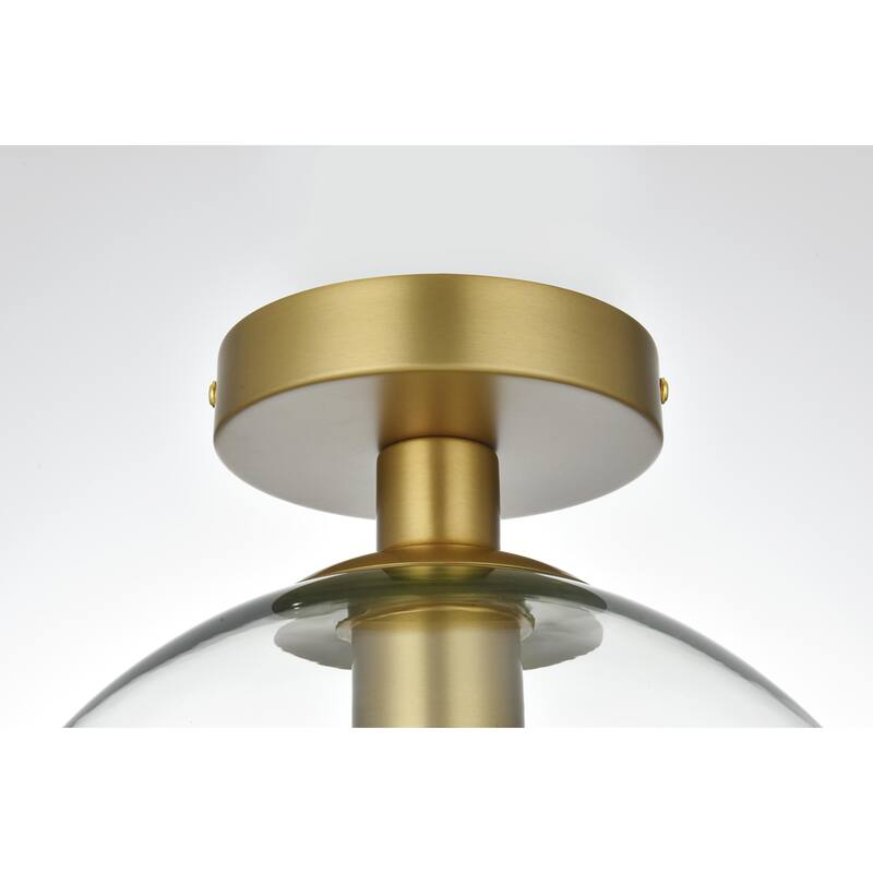 1-light Flush-mount Ceiling Fixture w/ 10-in. Spherical Clear Glass Shade