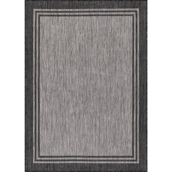 slide 2 of 11, Washable Bordered Indoor Outdoor Rug for Patio, Deck, Porch 5x7 - Silver/Pebble