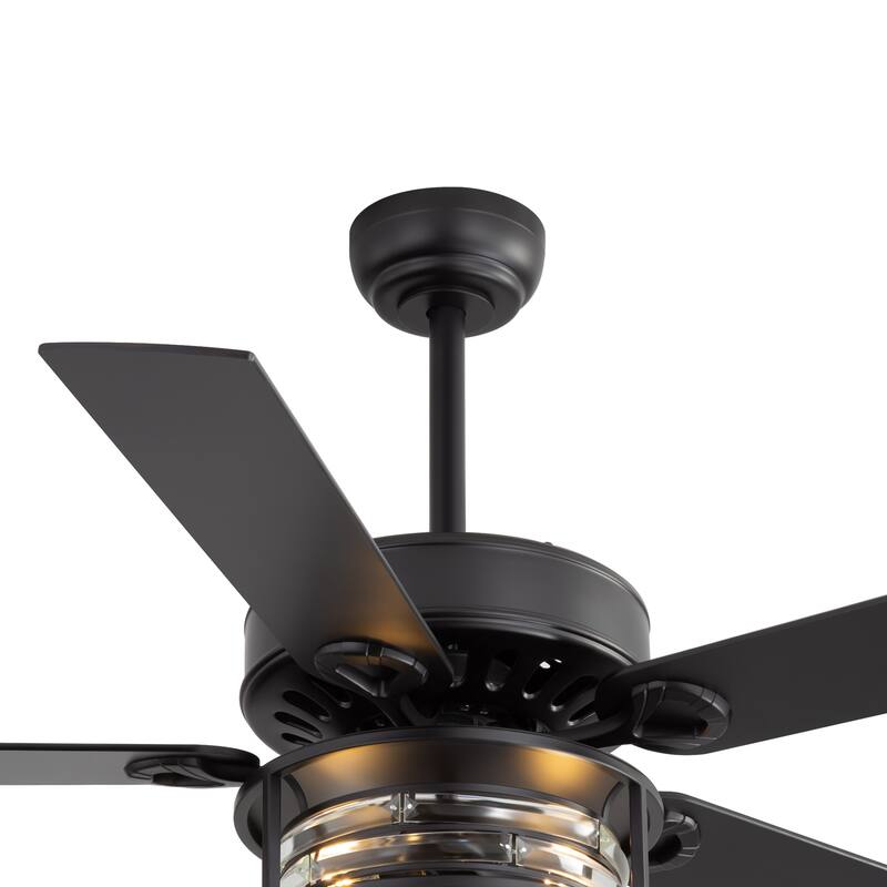 52-inch Reversible Wood 5-Blade Caged Ceiling Fan with Light and Remote