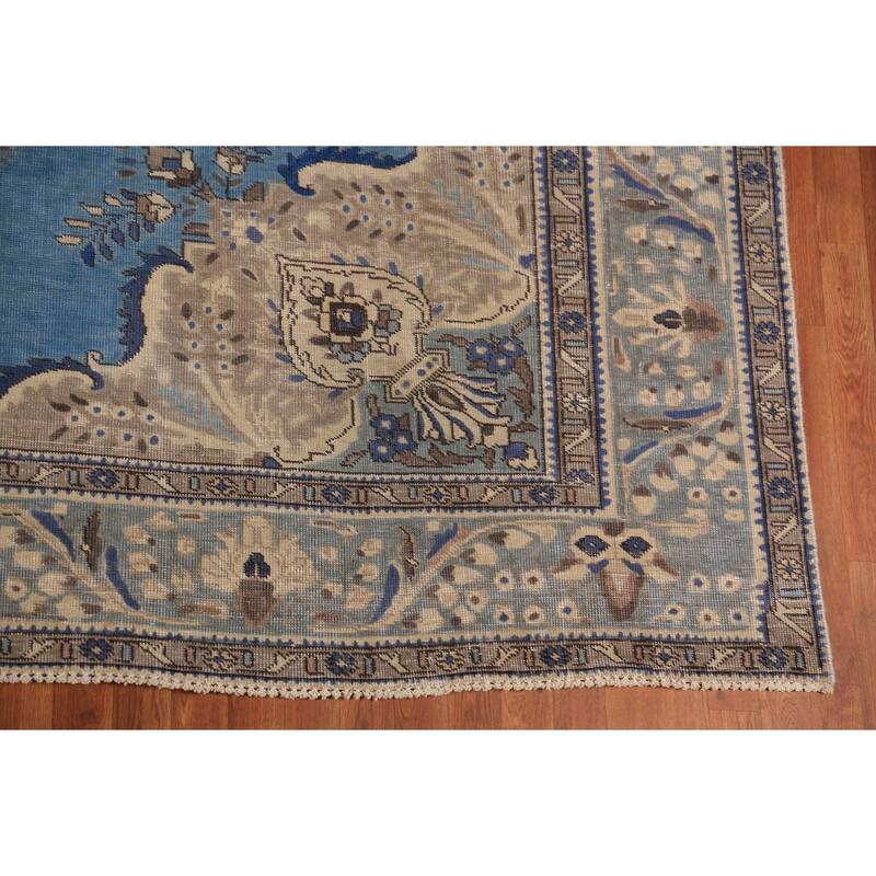 Blue Tabriz Persian Area Rug Handmade Traditional Wool Carpet - 9'7"x 12'3"