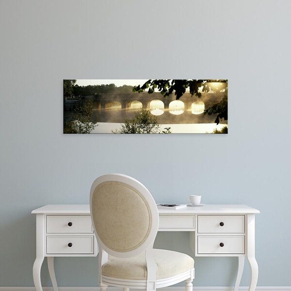 Easy Art Prints Panoramic Images's 'Stone Bridge In Fog, Loire Valley, France' Premium Canvas Art