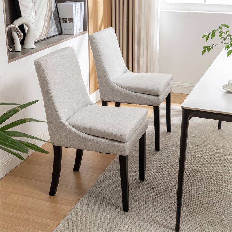 Modern Dining Chairs Set of 2,Upholstered Kitchen & Dining Room Chairs - Light Gray