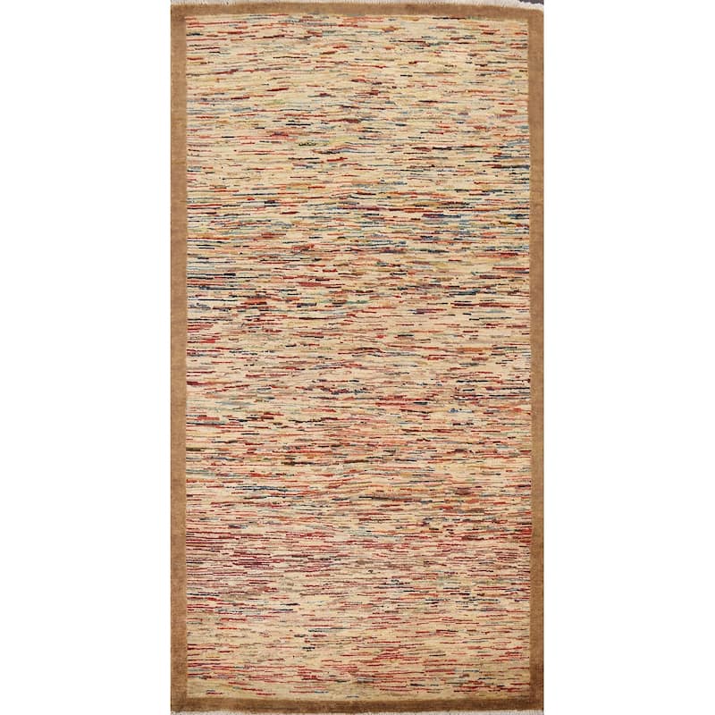 Contemporary Gabbeh Kashkoli Striped Area Rug Hand-knotted Wool Carpet - 3'8" x 6'6"