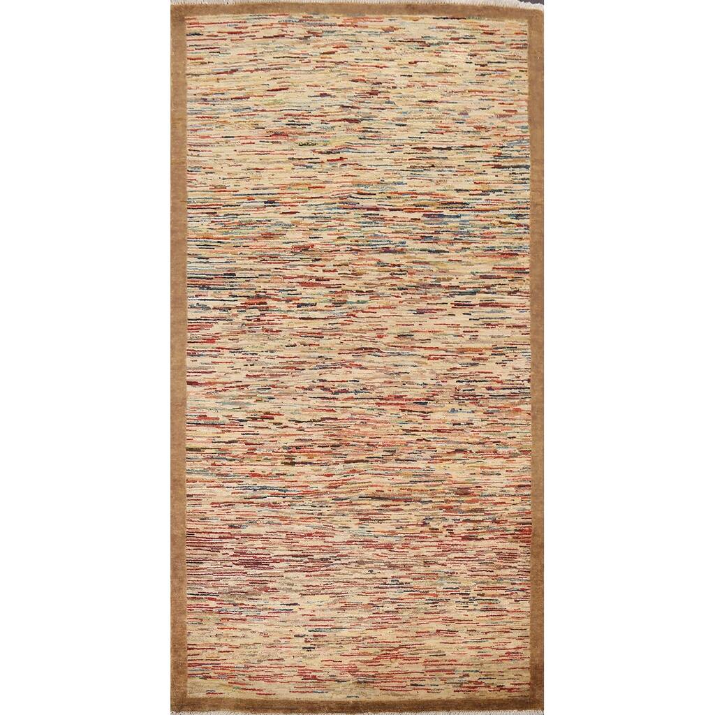 Contemporary Gabbeh Kashkoli Striped Area Rug Hand-knotted Wool Carpet - 3'8" x 6'6"
