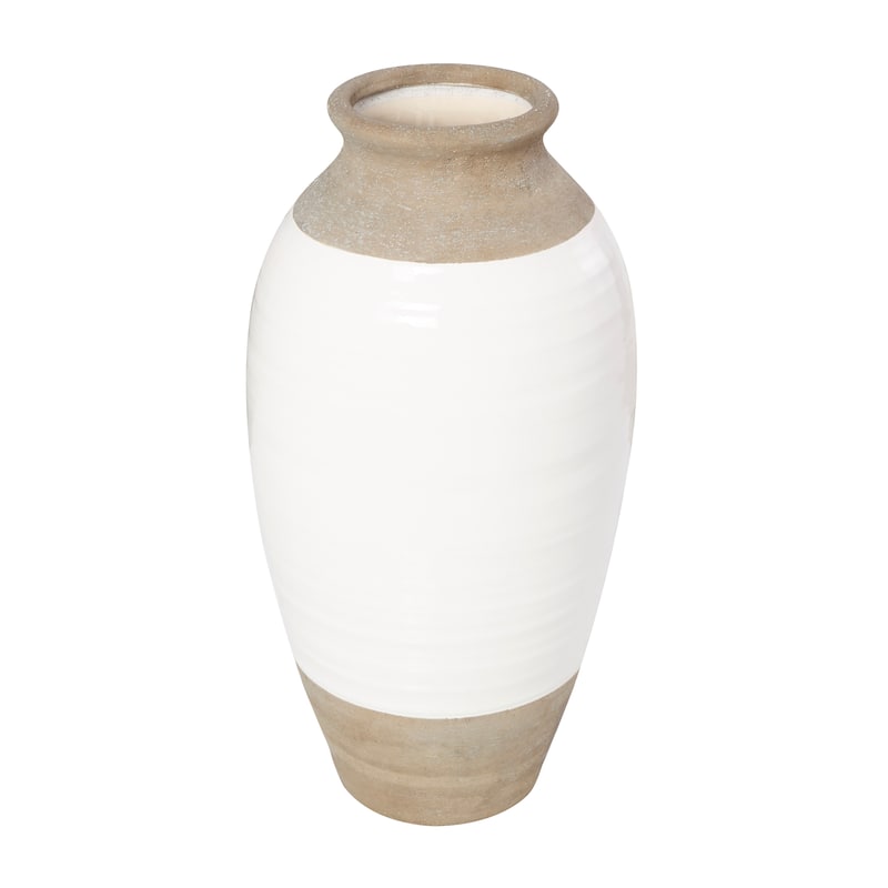 Ceramic Vase with White Body - Gray - Roche River Decor - 12"W x 12"L x 25"H
