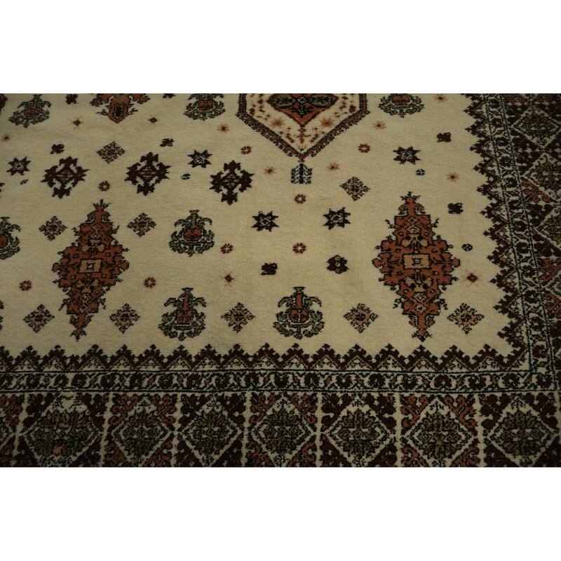 Hand Knotted Oriental 100% Wool Carpet Modern Floral Beige & Ivories Moroccan Area Rug - 10' 1'' X 7' 1''