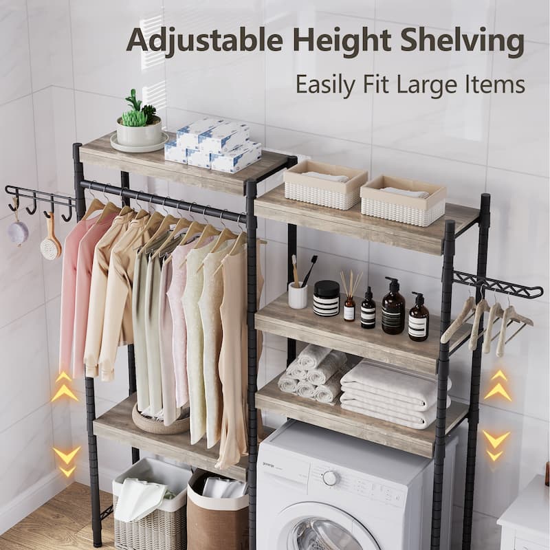 5-Tier Wood Over-the-Washer Dryer Storage Shelf 30" A+B