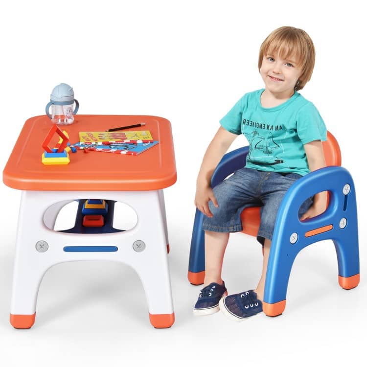 Kids Activity Table and Chair Set with Montessori Toys for Preschool and Kindergarten - 31" x 19.5" x 19.5"