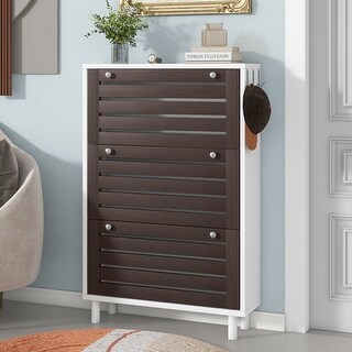Adjustable Shoe Cabinet with Hanging Hooks and Drawers, Slits Design ...