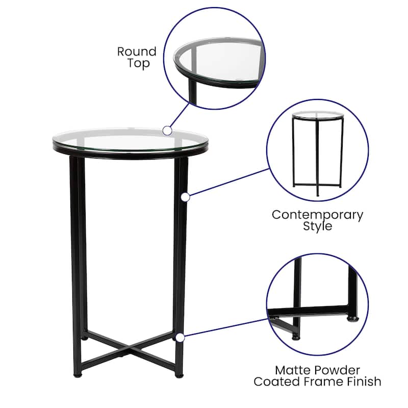 Glass Console Table with Criss Cross Matte Gold Frame - Occasional Table
