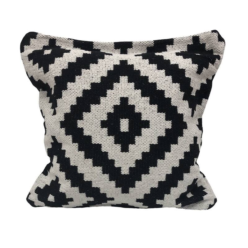 Sevita Black and White Geometric Medallion Throw Pillow - Pillow Covers - 24" x 24" - Cover Only - White - Single