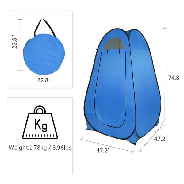 dimension image slide 2 of 2, Portable Pop Up Shower Tent Changing Room Dressing Camping Shelter