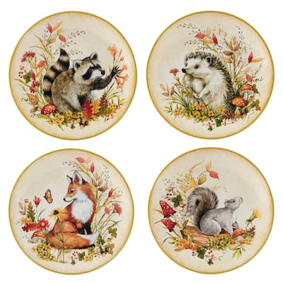 Certified International Woodland Critters 9" Salad/Dessert Plates, Set of 4 - 9" Diam x .75"
