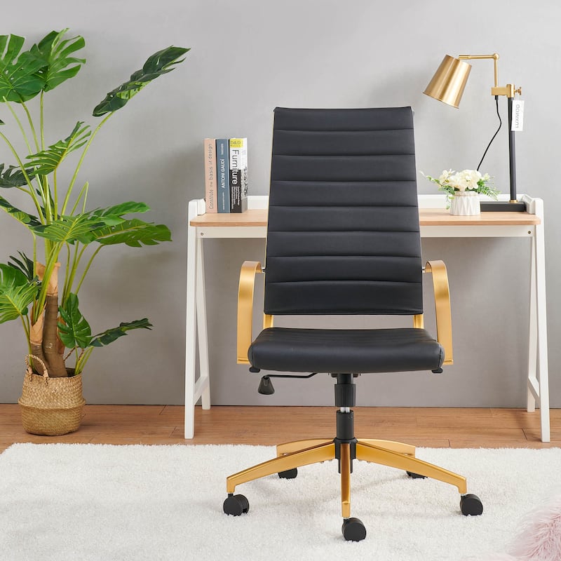 LUXMOD® Office Chair Faux Leather Silver Frame Adjustable and Swivel