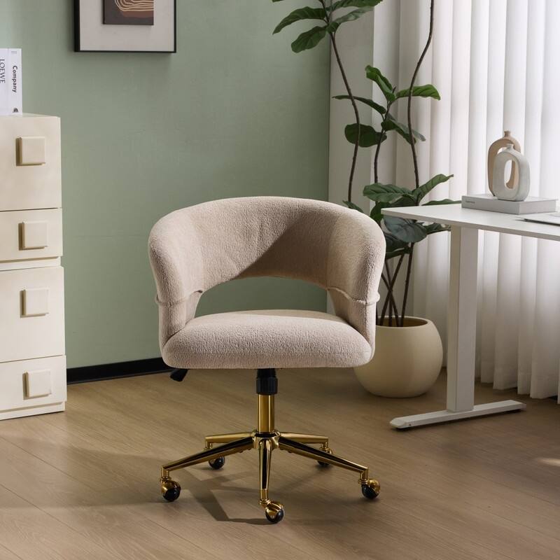 22.64 Inch Velvet Ring Backrest Swivel Office Chair