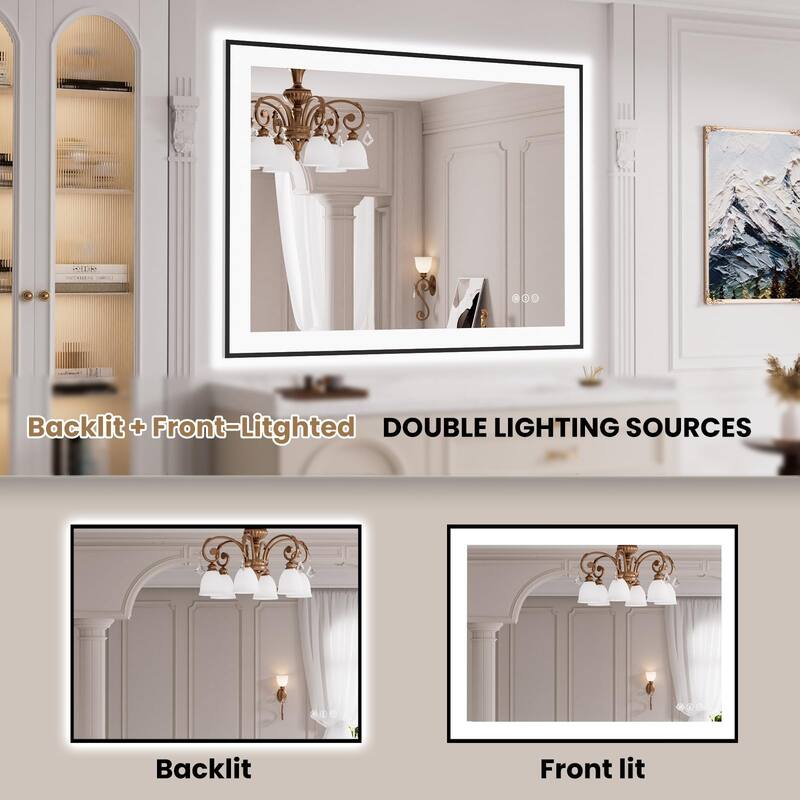 40x30 Inch Frameless LED Bathroom Mirror,Smart Mirror - White