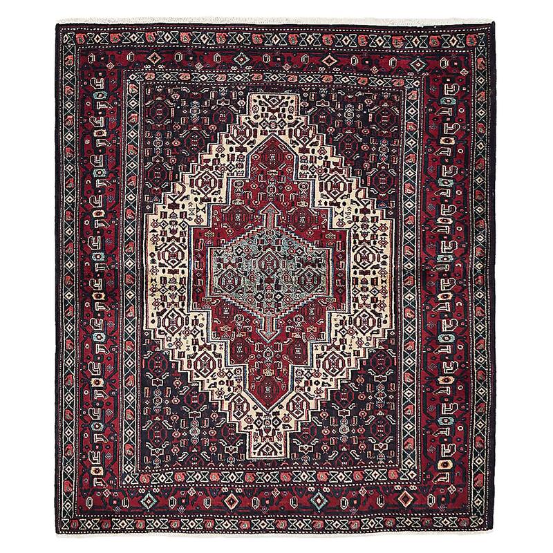 ECARPETGALLERY Hand-knotted Kayseri Vintage Dark Navy Wool Rug - 3'11 x 4'6