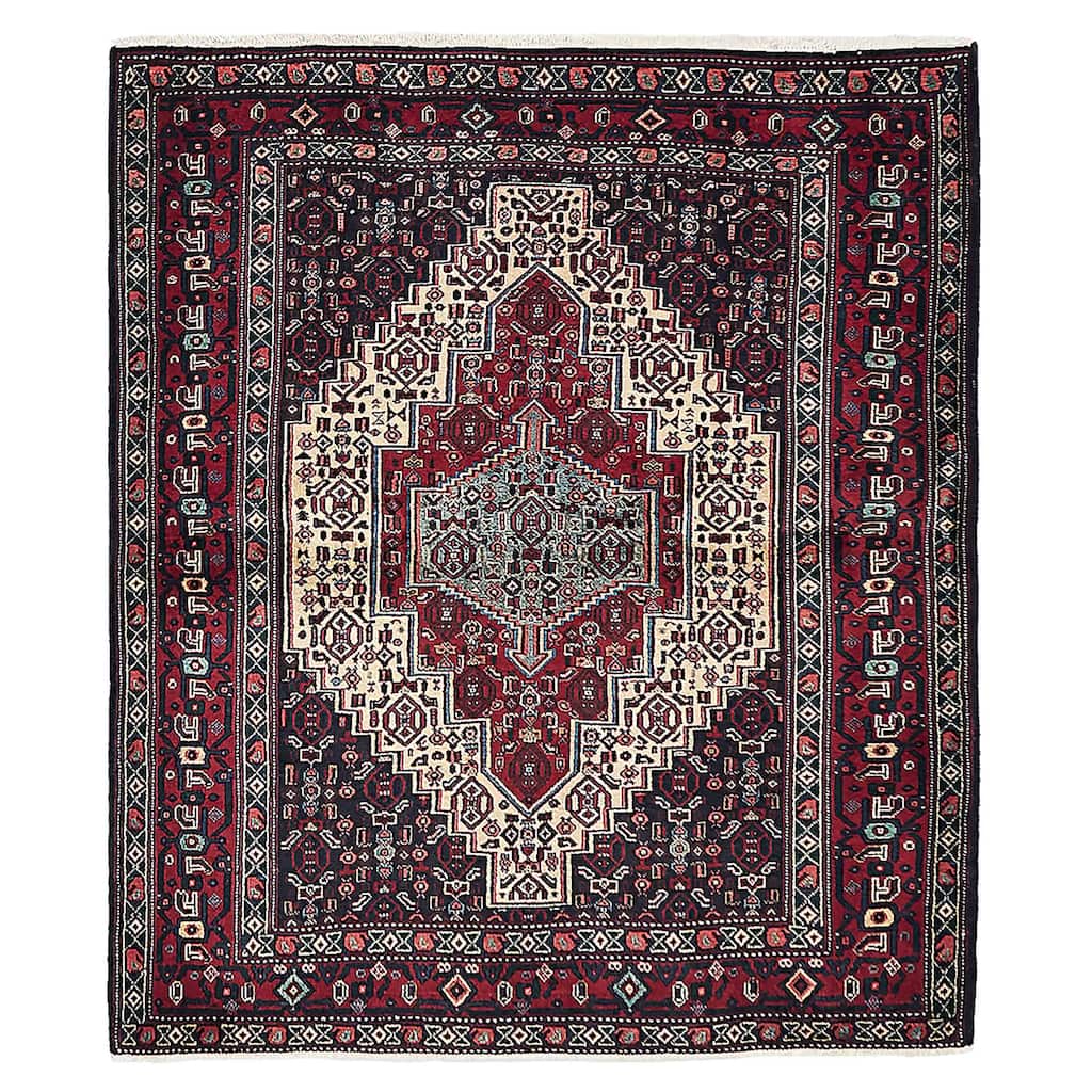 ECARPETGALLERY Hand-knotted Kayseri Vintage Dark Navy Wool Rug - 3'11 x 4'6
